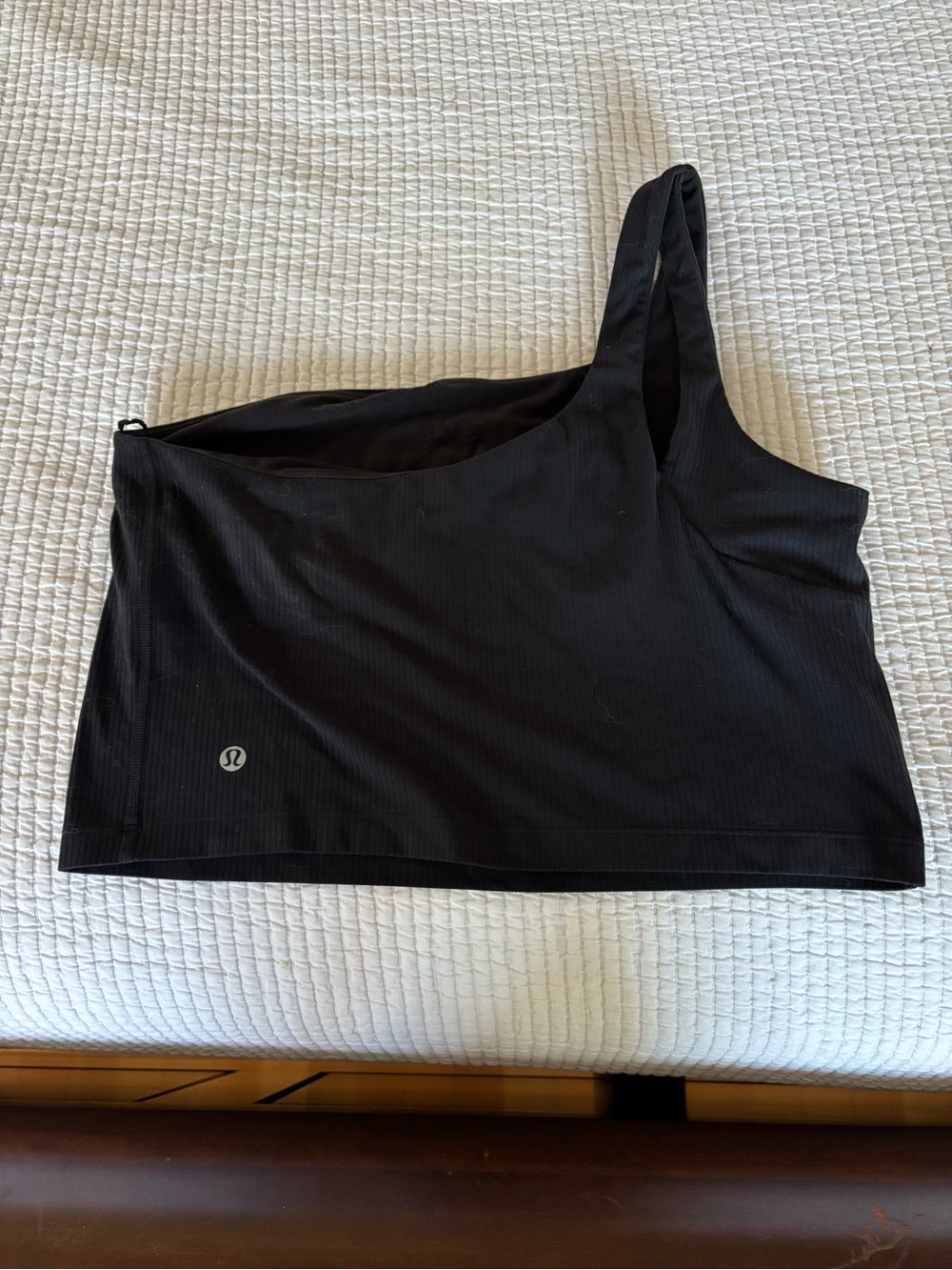 lululemon athletica Black One-Shoulder Ribbed Crop Tank